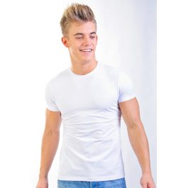 белая мужская стрейчевая футболка leela