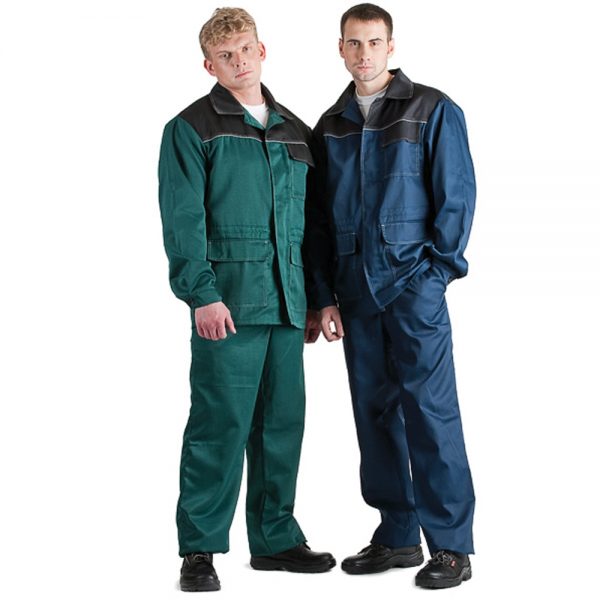 Костюм Передовик-(куртка+брюки) зеленый, синий с черным