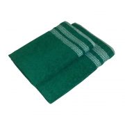 Тёмно-зеленые жаккардовые полотенца с квадратиками