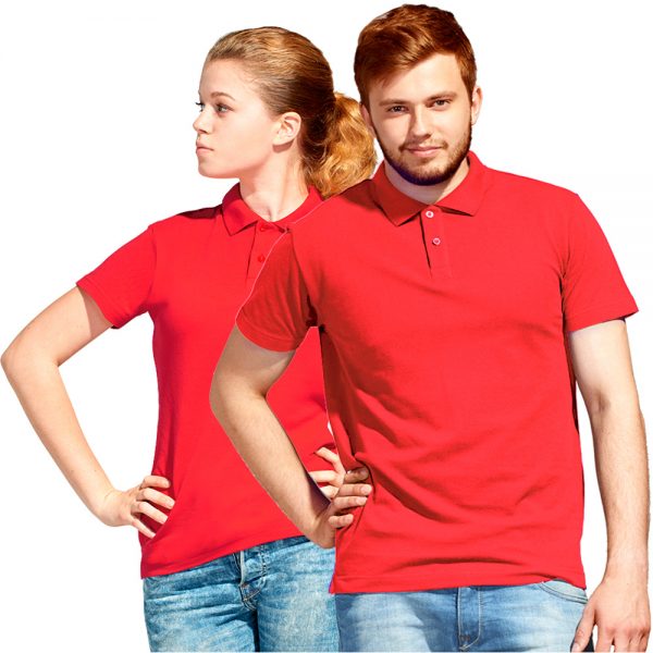 Красная универсальная рубашка-поло с коротким рукавом, общее фото