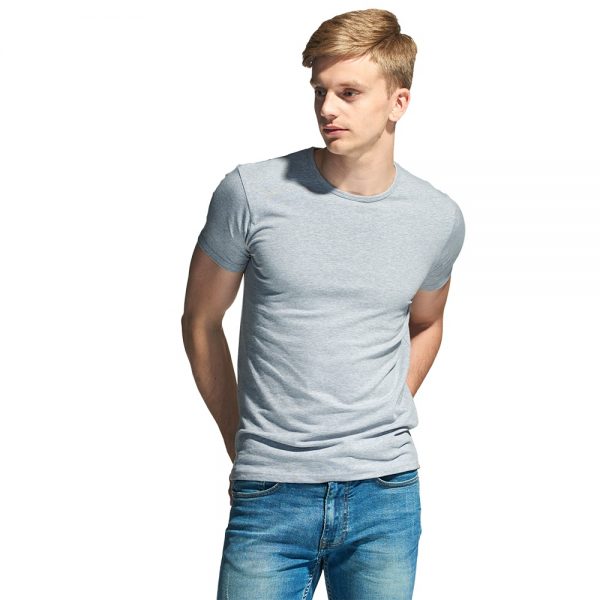 Стрейчевая мужская футболка серый меланж