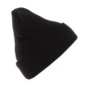 шапка вязанная удлиненная с отворотом цвет черный боковая сторона
