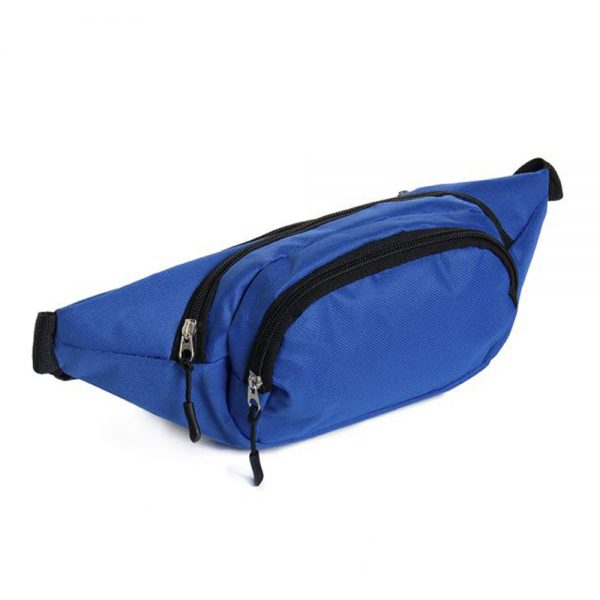 поясная сумка с тремя отделениями обзорная сторона цвет синий