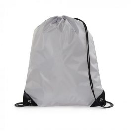 сумка из прочной ткани без подклада на шнурках обзорная сторона цвет светло-серый